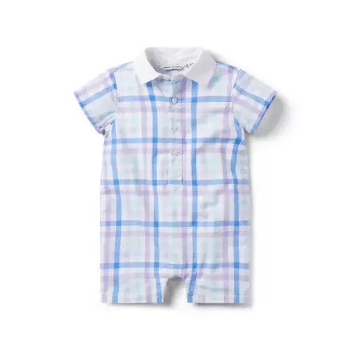Baby Gingham Polo Romper - 3-6 Months