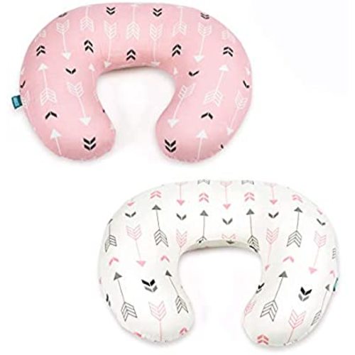 Stretchy Nursing Pillow Covers-2 Pack Nursing Pillow Slipcovers for Breastfeeding Moms,Ultra Soft Snug Fits On Infant Nursing Pillow,Pink & White Arrow - Pink White Arrow