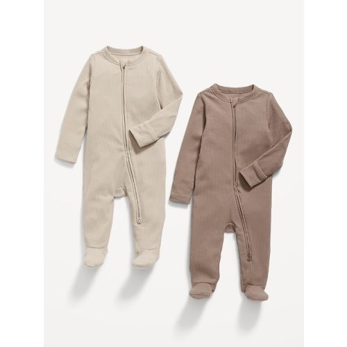 Unisex 2-Way-Zip Sleep & Play Footed One-Piece 2-Pack for Baby