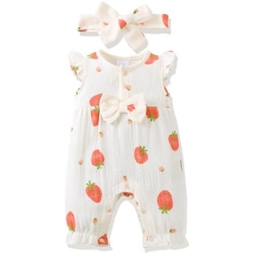 Renotemy Baby Girl Clothes Romper Infant Summer Bodysuit Outfits Cotton Linen Jumpsuits Newborn Essential Preemie Clothes