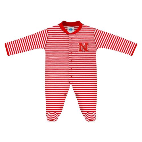 Creative Knitwear College Baby Striped Footed Romper - Team Logo, Multiple Colors, for Boys & Girls (0-9 Months)