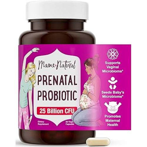 Mama Natural Prenatal Probiotics for Women – Gut & Immune Support for Pregnancy, Breastfeeding & Postpartum* | 25 Billion CFU, 12 Strain Probiotic & Prebiotic Blend to Support Mom and Baby
