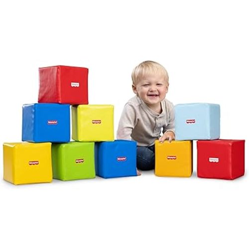 Fisher-Price™ Toddler Soft Foam Building Blocks – 9 Large Colorful Stacking Blocks for Toddlers 2+ – Lightweight Preschool Learning Toy