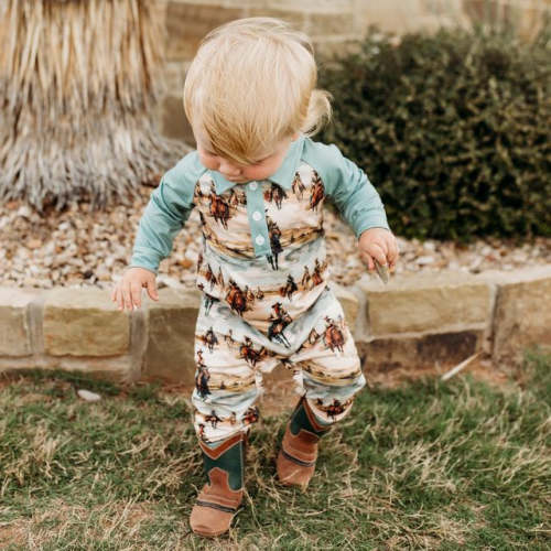 Sunrise Cowboy LS Romper (0M-2T)