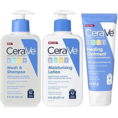 CeraVe Baby Bath Set, Wash & Shampoo, Moisturizing Lotion, Healing Ointment