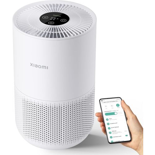 Xiaomi Mi Air Purifier 4 Compact, True HEPA H13 3-Stage Filter System Removes 99.97% of Pollutants as small as 0.3 microns, Smart Home Integration, Whisper Quiet, Just 0.9KW/day, OLED Touch Display