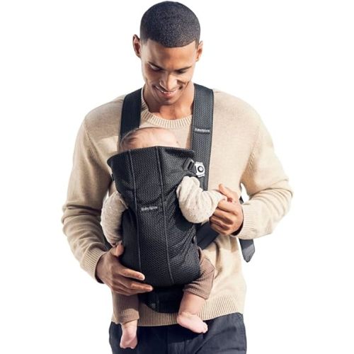 BabyBjörn Baby Carrier Mini, Black, 3D Mesh | Newborn Carrier (7-25 lbs), Ergonomic, Easy-to-Use