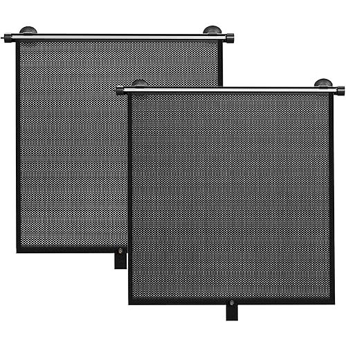 2 Pack Retractable Car Shades for Side Windows - Window Sun Shade for Car with Strong Suction Cups | Roller Shades UV Heat Block Sun Shade for Cars House Office Window (L:19.6"x19.6")