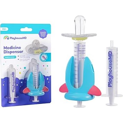 Medicine Buddy Medication Dispenser, Rocket - Liquid Syringe for Newborns, Infants, Babies & Toddlers - Baby Medicine Kit with Pacifier Attachment for Accurate Dosing