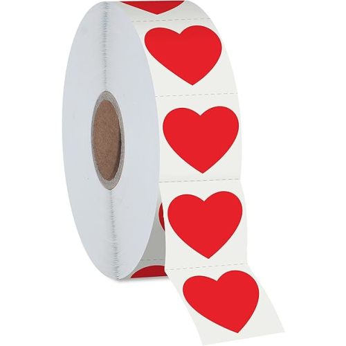 1200 PCS Red Heart Shaped Sticker Labels with Perforation Line in Roll, Use for Valentine's Day, Award Charts, Offices, Teachers & Classrooms, Bookmarks (1" in Diameter)