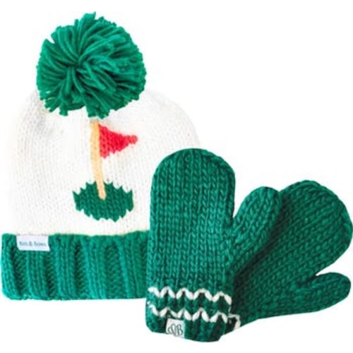 Golf Flag Knit Hat/Mittens Bundle, Small