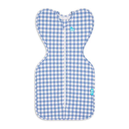 Love To Dream Swaddle Up Original Sleep Sack, 4-Way Stretch, Cotton Blend, 1.0 TOG, Blue Gingham, Newborn