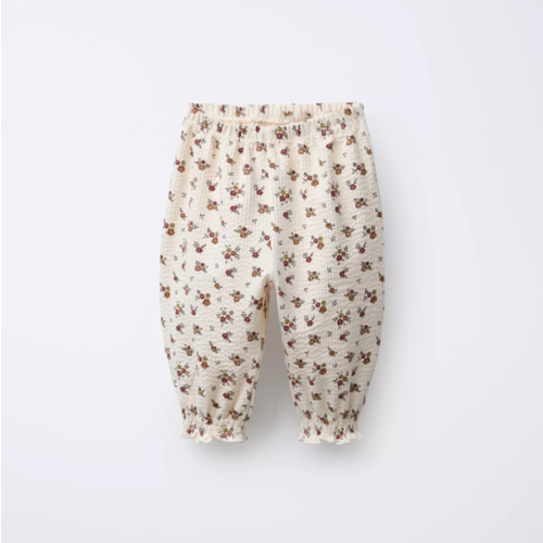 FLORAL EMBOSSED PANTS - Ecru | ZARA United States