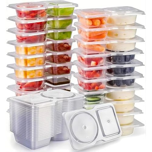 Reusable Snack Containers with Lids: Snack Containers 20Pcs - Snackle Box Container Portion Control - Snack Pack Containers - Double Compartment Snack Containers for On the Go - Travel Essentials