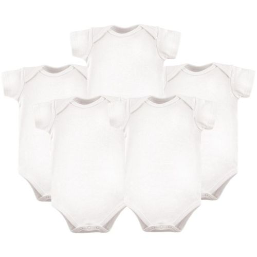 Hudson Baby Cotton Bodysuits 5pk, White, 18-24 Months