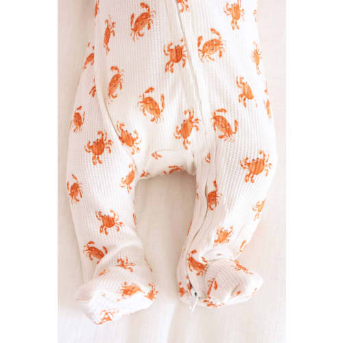 Beachy Bamboo Waffle Zipper Footies