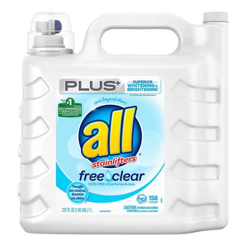 all Free & Clear Plus HE Liquid Laundry Detergent, 158 Loads, 237 fl oz, Dye-Free