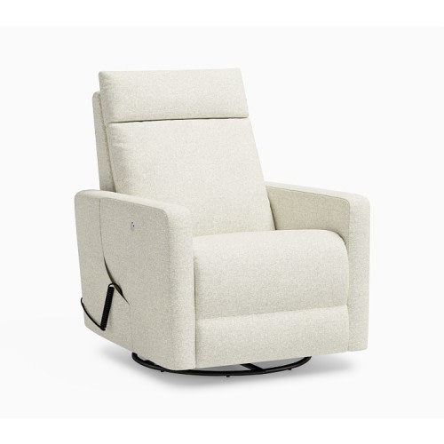 Paxton Deluxe Recliner with Heat and Massage Performance Heathered Basketweave Alabaster White