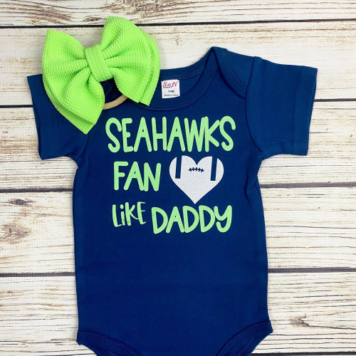Seahawks Fan Like Daddy Football Bodysuit Outfit For Baby Girl