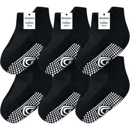 Bamboo Baby Non Slip Ankle Socks - Soft Cotton for Sensitive Skin (6 Pairs, Mixed Colors, Infants-Toddlers-Kids)