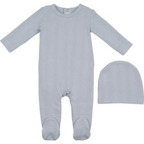 Pointelle Cotton Blend Footie & Beanie Set, 3M