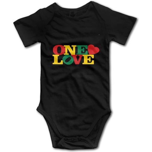 One Love Rasta Baby Climbing Short Sleeve Onesie 18-24 Months, Black, 0-6 Months