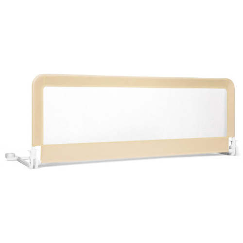 COSTWAY 59 Inch Folding Breathable Baby Bed Rail Guard With Safety Strap-Beige