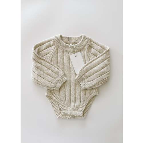 Wide Ribbed Knit Onesie ‘Oatmeal’ – Oat Co