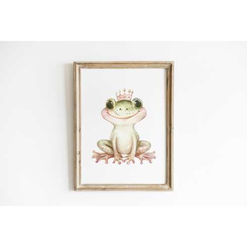 Whimsical Frog Nursery art print Frog Prince Watercolor art princess nursery whimsical art Printed and shipped on high archival paper NF6-A1