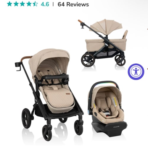 Transformer Stroller to Wagon Travel System Featuring LiteMax NXT Infant Car Seat with SensorySoothe