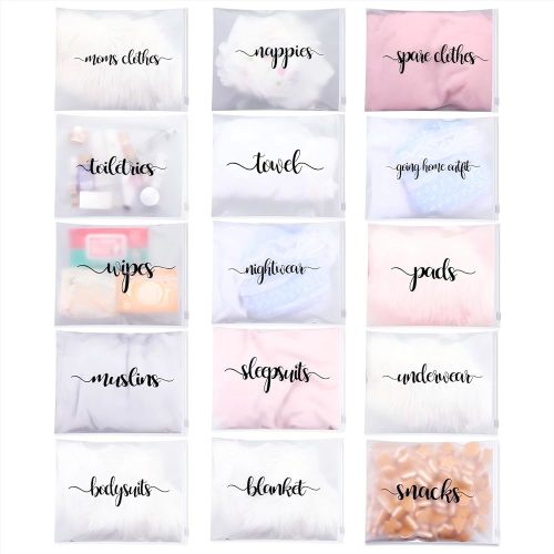 BOAO 15 Pack Hospital Bags for Labor and Delivery 11 x 14 Inch Diaper Bag Organizing Pouches Resealable Maternity Hospital Bag, Black Letter, Plastic Bags : Amazon.com.au: Baby