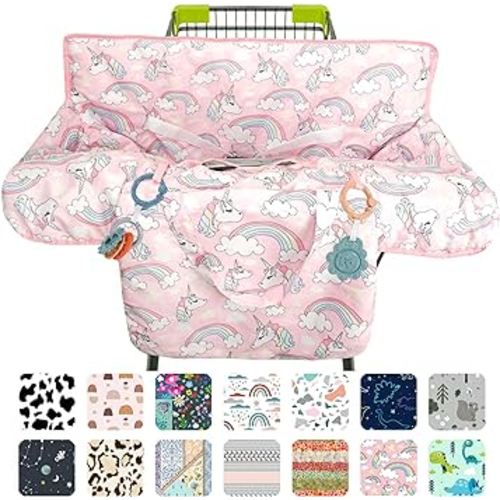 Pink Shopping Cart Cover for Baby 2-in-1 High Chair Cover with Safety Harness Multifunctional Unicorn Pattern Cart Covers for Babies Soft Padded Grocery Cart Cover for Baby Boy Girl