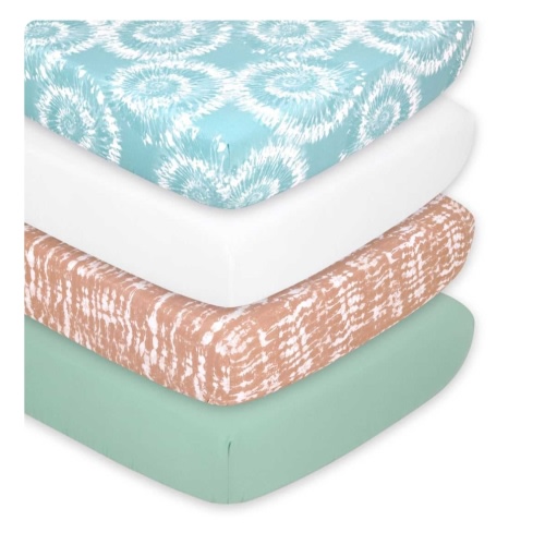 Boho Tie Dye 4-Pack Fitted Crib Sheet Set