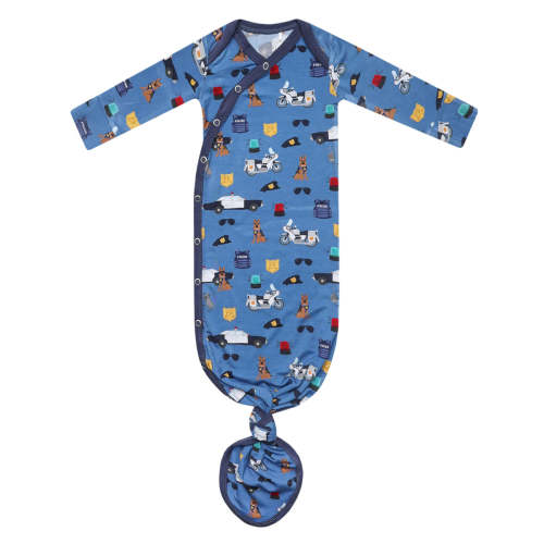 Bamboo Newborn Knotted Gown - Policemen