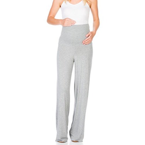 My Bump Women's Maternity Casual Bohemian Damask Palazzo Pants W/Tummy Control