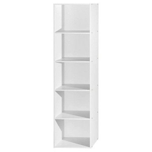 Hodedah 12 x 16 x 60 Inch 5 Shelf Bookcase and Office Organizer Solution for Living Room, Bedroom, Office, or Nursery, White Wood Finish