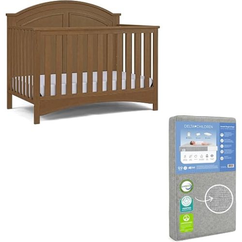Delta Children Perry 6-in-1 Convertible Crib & Mattress, Chestnut