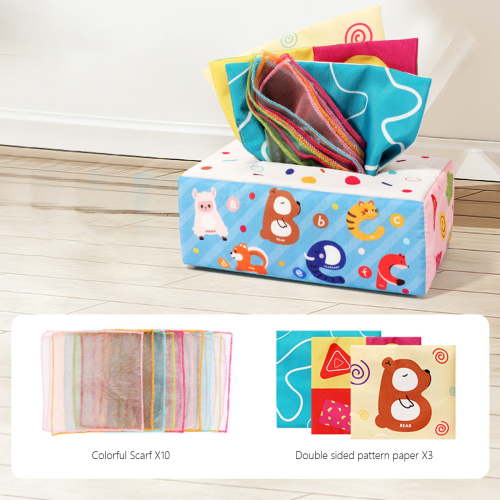 KOYPTL Baby Toys 6 to 12 Months,Tissue Box Toy Montessori for Babies 6-12-18 Months,Soft Stuffed High Contrast Crinkle Infant Sensory Toys,Boys&Girls Kids Early Learning Gifts
