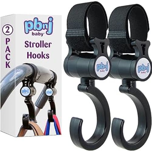 PBnJ baby Stroller Hooks 2 Pack Organizer Clip Travel Purse Shopping Diaper Bags