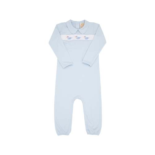 The Beaufort Bonnet Company (TBBC) Rigsby Romper - Buckhead Blue with Duck Smocking