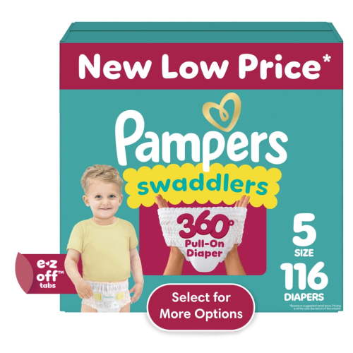 Free Shipping! Pampers Swaddlers 360 Pull-On Diapers Size 5 116 Count Leakproof Skin Protection