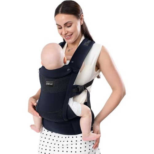 Breeze Baby Carrier, Breathable 3D Air Mesh, Ergonomic Hip-Healthy Baby Carrier with M-Cloud, Fit All Parents with Removable Lumbar Support S-6XL(11-35 lbs), Black