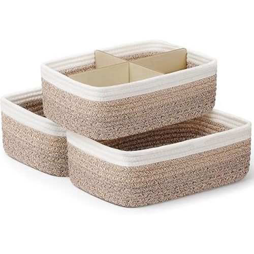 3 Pack Small Baskets for Organizing, Woven Storage Baskets for Shelves