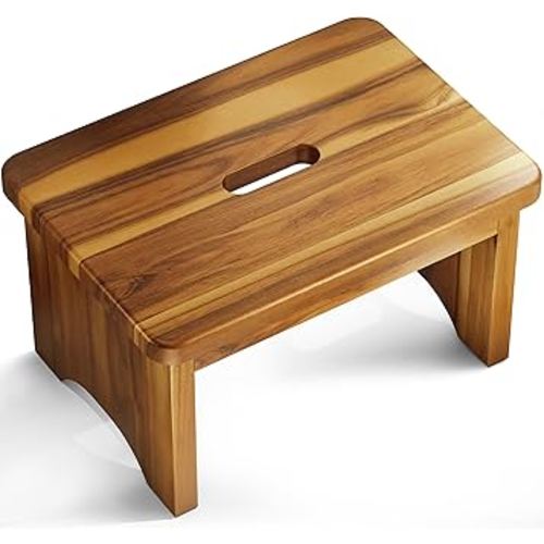 Wooden Step Stool, 9'' One Step Stool for Adults, Wooden Beside Step with 550 Lbs Load Capacity, Heavy Duty/Portable/Nonslip/Durable Construction Safe Step for Bedroom/Kitchen