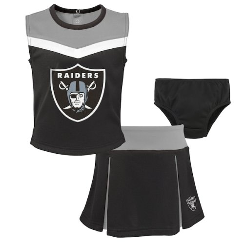 Girls Toddler Las Vegas Raiders Black Spirit Cheer Two-Piece Cheerleader Set with Bloomers