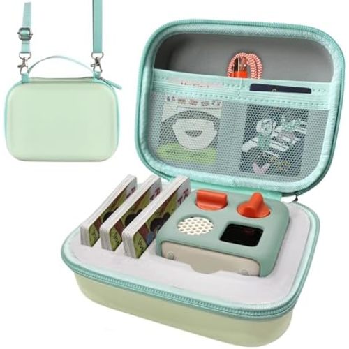 Case Compatible with Yoto Mini Kids Bluetooth Audio Player, Travel Storage Holder for Children’s Speaker Plays Stories Music Podcast Radio Cards (Bag Only)- (Light Green)