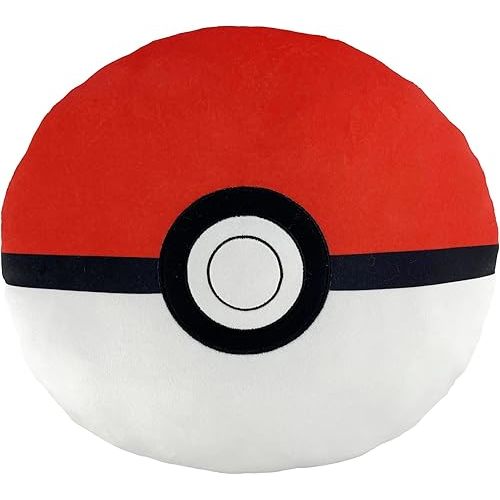 Northwest Pokemon Poke Ball Cloud Pillow 12" – Plush Pokemon Stuffed Toy, Kids Room Decor, Cartoon Character Pillow, Gift for Boys & Girls
