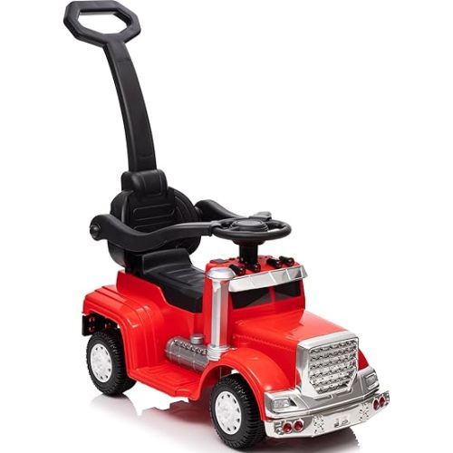 3-in-1 Ride on Push Car for Toddler with Handle, Toddler Ride on Toy for Girls Aged 1-3, Stroller Sliding Walking Car w/Music and Horn - Red