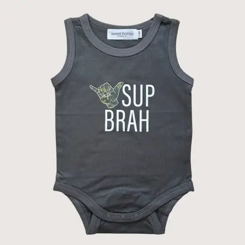 Sup Brah Camo Grey Tank onesie
