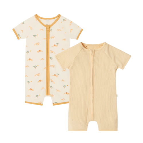 Lion & Ribbed Zip Summer Pajamas 2 Pack Lion Print / 0 - 3 M